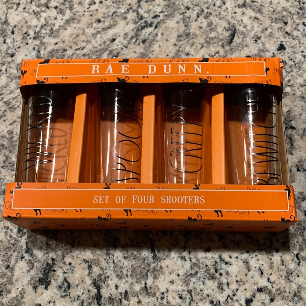 TT: Rae Dunn Set of Four Shooter Halloween Glasses